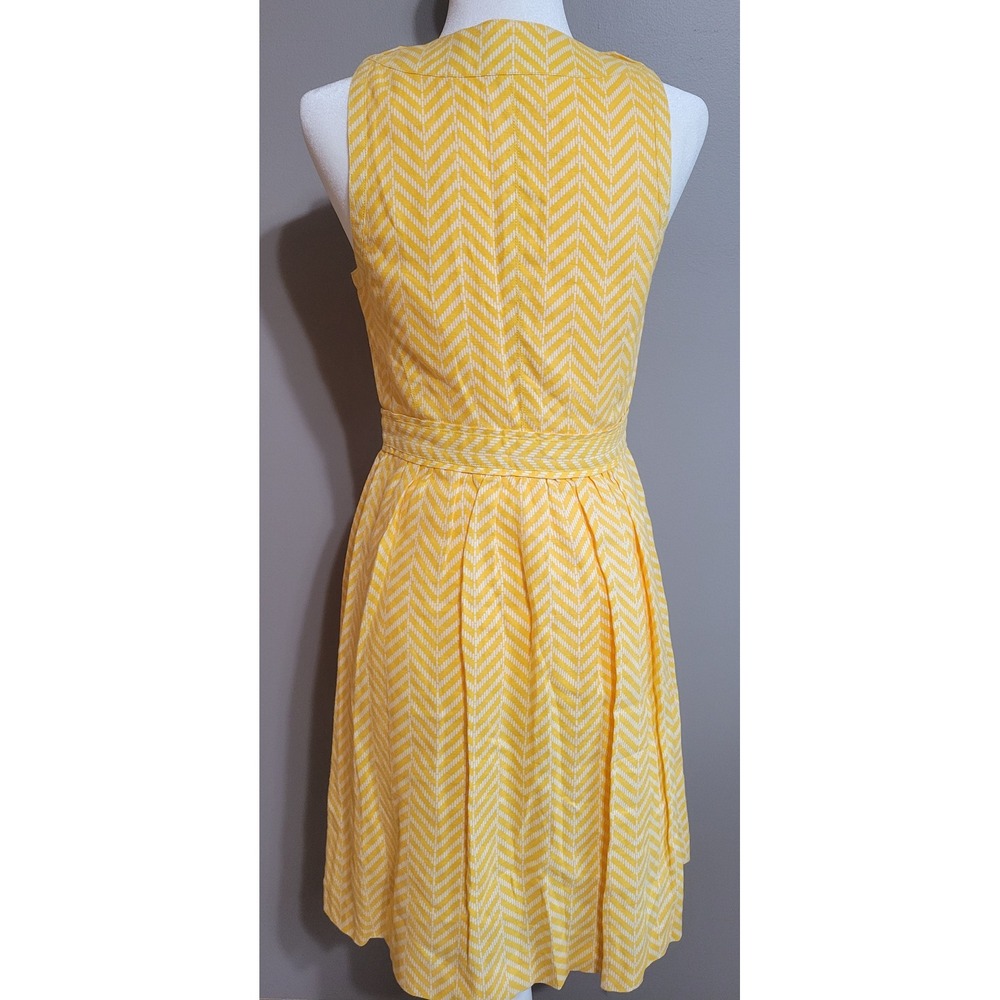 Tory Burch Linen Button-Down Yellow Chevron Dress - Picture 2 of 10